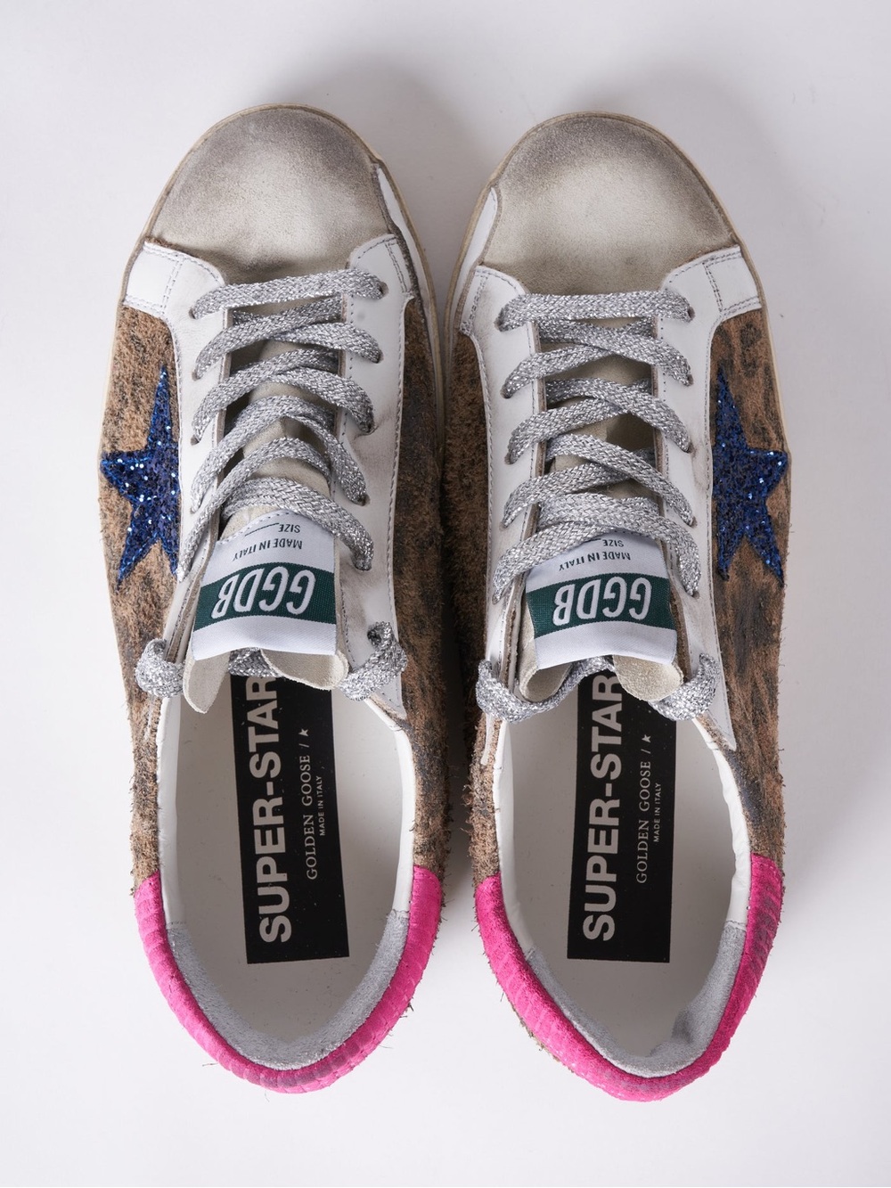 Golden Goose Superstar Leopard-Print Glitter Sneakers